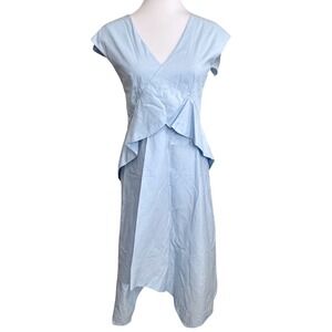 cos blue silk dress COS Silk Dress With Open Sleeves